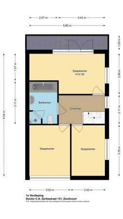 Floorplan - Dr C A Gerkestraat 151, 2042 ER Zandvoort